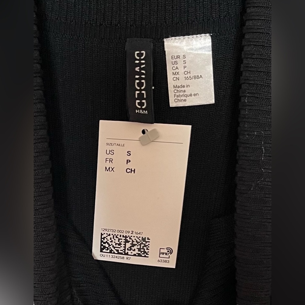 NWT H&M Divided Black Maxi Ribbed Off The Shoulder Sweater Dress Sz S - Picture 2 of 6